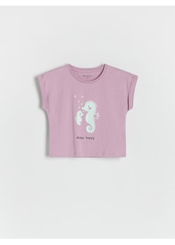 Reserved - T-shirt z nadrukiem - jasnofioletowy ze sklepu Reserved w kategorii Bluzki dziewczęce - zdjęcie 172621925