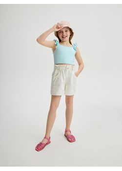 Reserved - Top z falbankami - jasnoturkusowy ze sklepu Reserved w kategorii Bluzki dziewczęce - zdjęcie 172621979