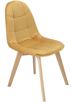 Musztardowe welurowe krzesło do jadalni - Oder ze sklepu Edinos.pl w kategorii Krzesła - zdjęcie 172624437