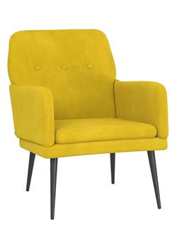 Żółty tapicerowany fotel welurowy - Efestos ze sklepu Edinos.pl w kategorii Fotele - zdjęcie 172624568