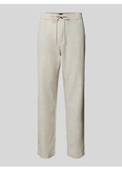 Spodnie lniane o kroju tapered fit z tunelem ze sklepu Peek&Cloppenburg  w kategorii Spodnie męskie - zdjęcie 172626486