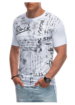 T-shirt męski z nadrukiem 1941S - biały ze sklepu Edoti w kategorii T-shirty męskie - zdjęcie 172627588