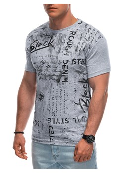 T-shirt męski z nadrukiem 1941S - szary ze sklepu Edoti w kategorii T-shirty męskie - zdjęcie 172627595
