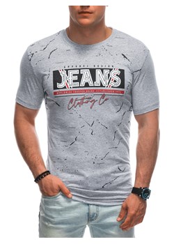 T-shirt męski z nadrukiem 1937S - szary ze sklepu Edoti w kategorii T-shirty męskie - zdjęcie 172627597