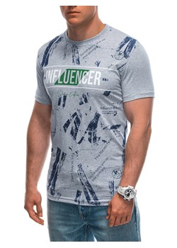 T-shirt męski z nadrukiem 1939S - szary ze sklepu Edoti w kategorii T-shirty męskie - zdjęcie 172627607