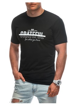 T-shirt męski z nadrukiem 1947S - czarny ze sklepu Edoti w kategorii T-shirty męskie - zdjęcie 172627609