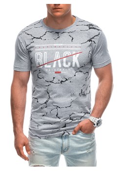 T-shirt męski z nadrukiem 1938S - szary ze sklepu Edoti w kategorii T-shirty męskie - zdjęcie 172627636