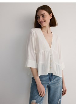 Reserved - Bluzka z wiskozą - biały ze sklepu Reserved w kategorii Bluzki damskie - zdjęcie 172629639