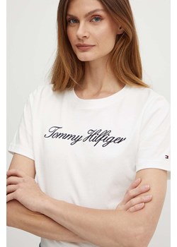 Tommy Hilfiger t-shirt bawełniany damski kolor biały WW0WW43459 ze sklepu ANSWEAR.com w kategorii Bluzki damskie - zdjęcie 172630105