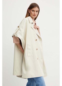 Joop! płaszcz damski kolor beżowy przejściowy oversize 30044529 ze sklepu ANSWEAR.com w kategorii Płaszcze damskie - zdjęcie 172630137