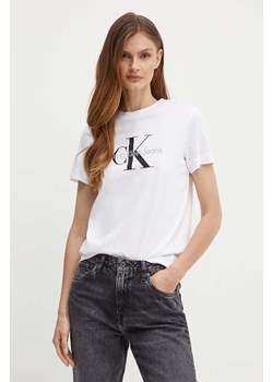 Calvin Klein Jeans t-shirt bawełniany damski kolor biały J20J219142 ze sklepu ANSWEAR.com w kategorii Bluzki damskie - zdjęcie 172630337
