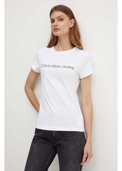 Calvin Klein Jeans t-shirt bawełniany damski kolor biały J20J220253 ze sklepu ANSWEAR.com w kategorii Bluzki damskie - zdjęcie 172630346