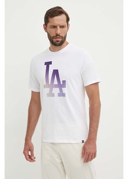47 brand t-shirt bawełniany MLB Los Angeles Dodgers męski kolor biały z nadrukiem BB012TEMECH618800WW ze sklepu ANSWEAR.com w kategorii T-shirty męskie - zdjęcie 172630425