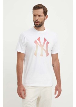 47 brand t-shirt bawełniany MLB New York Yankees męski kolor biały z nadrukiem BB017TEMECH618798WW ze sklepu ANSWEAR.com w kategorii T-shirty męskie - zdjęcie 172630429