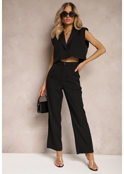 Czarne Eleganckie Spodnie Cygaretki o Szerokich Nogawkach Vonlea ze sklepu Renee odzież w kategorii Spodnie damskie - zdjęcie 172630705
