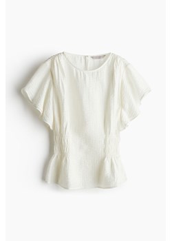 H & M - Tkaninowa bluzka o strukturalnej powierzchni - Biały ze sklepu H&M w kategorii Bluzki damskie - zdjęcie 172631099