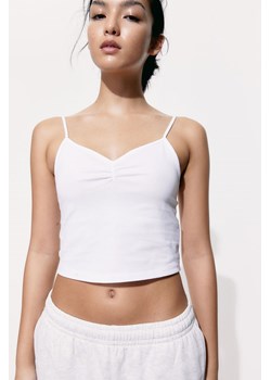 H & M - Krótki top na ramiączkach - Biały ze sklepu H&M w kategorii Bluzki damskie - zdjęcie 172631267