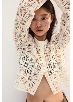 H & M - Kardigan o wyglądzie szydełkowej robótki - Biały ze sklepu H&M w kategorii Swetry damskie - zdjęcie 172631467