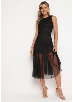 Czarna Sukienka Bez Rękawów z Tiulowym Dołem Tekolia ze sklepu Born2be Odzież w kategorii Sukienki - zdjęcie 172634987