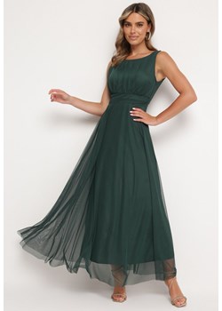 Zielona Sukienka Koktajlowa z Plisowanym Tiulowym Dołem Elasoria ze sklepu Born2be Odzież w kategorii Sukienki - zdjęcie 172635205