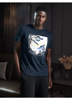 Sinsay - Koszulka z nadrukiem - granatowy ze sklepu Sinsay w kategorii T-shirty męskie - zdjęcie 172639407