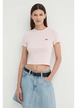 Levi&apos;s t-shirt damski kolor różowy z półgolfem A7419 ze sklepu ANSWEAR.com w kategorii Bluzki damskie - zdjęcie 172640128