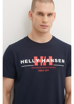 Helly Hansen t-shirt bawełniany kolor granatowy wzorzysty ze sklepu ANSWEAR.com w kategorii T-shirty męskie - zdjęcie 172640205