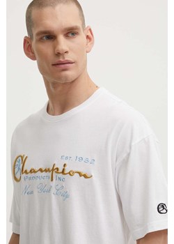 Champion t-shirt bawełniany męski kolor biały z aplikacją 219998 ze sklepu ANSWEAR.com w kategorii T-shirty męskie - zdjęcie 172640415
