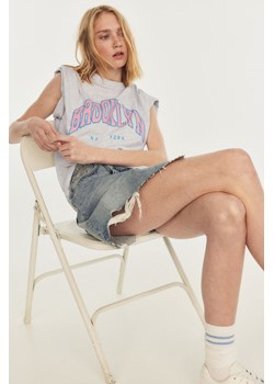H & M - T-shirt oversize z nadrukiem - Szary ze sklepu H&M w kategorii Bluzki damskie - zdjęcie 172641369