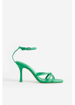 H & M - Skórzane sandały na obcasach - Zielony ze sklepu H&M w kategorii Sandały damskie - zdjęcie 172641398