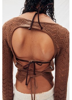 H & M - Ażurowy dzianinowy top z odkrytymi plecami - Beżowy ze sklepu H&M w kategorii Bluzki damskie - zdjęcie 172641409