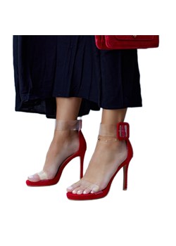 Sandały na szpilce z transparentną cholewką Janan czerwone ze sklepu ButyModne.pl w kategorii Sandały damskie - zdjęcie 172641626