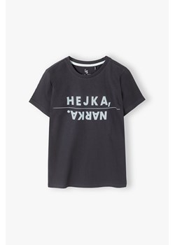 Ciemnoszary t-shirt chłopięcy z bawełny- Hejka, narka ze sklepu 5.10.15 w kategorii T-shirty chłopięce - zdjęcie 172645276