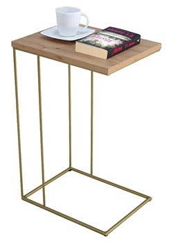 Druciany stolik pomocniczy dąb artisan + złoty- Texti 4X ze sklepu Edinos.pl w kategorii Stoliki kawowe - zdjęcie 172646147
