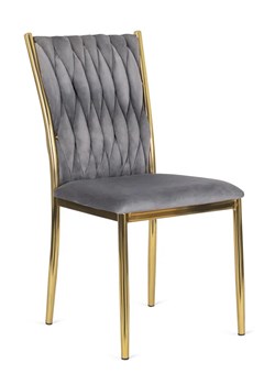 Szare welurowe krzesło plecione glamour - Orvo ze sklepu Edinos.pl w kategorii Krzesła - zdjęcie 172646338