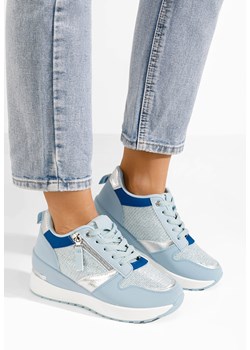 Niebieski sneakersy na koturnie Zenna ze sklepu Zapatos w kategorii Buty sportowe damskie - zdjęcie 172647968