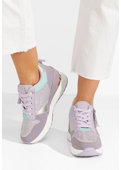 Fioletowe sneakersy na koturnie Zenna ze sklepu Zapatos w kategorii Buty sportowe damskie - zdjęcie 172647977