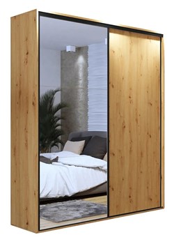 Szafa z lustrem dąb artisan + czarne paski G2-W85 ze sklepu Edinos.pl w kategorii Szafy - zdjęcie 172649837