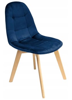 Granatowe drewniane krzesło welurowe do jadalni - Oder ze sklepu Edinos.pl w kategorii Krzesła - zdjęcie 172649959