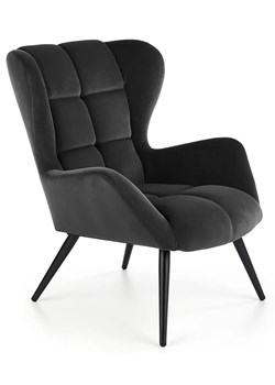 Czarny tapicerowany fotel uszak - Bergen ze sklepu Edinos.pl w kategorii Fotele - zdjęcie 172650147