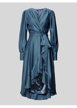 Sukienka koktajlowa o długości do kolan z wiązanym paskiem ze sklepu Peek&Cloppenburg  w kategorii Sukienki - zdjęcie 172651605