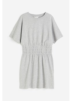 H & M - T-shirtowa sukienka z elastycznym marszczeniem - Szary ze sklepu H&M w kategorii Sukienki - zdjęcie 172651658