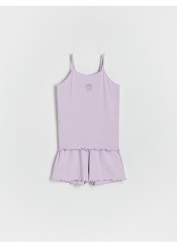 Reserved - Prążkowana piżama z haftem - lawendowy ze sklepu Reserved w kategorii Piżamy dziecięce - zdjęcie 172653068
