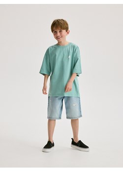 Reserved - T-shirt oversize z nadrukiem - miętowy ze sklepu Reserved w kategorii T-shirty chłopięce - zdjęcie 172653099