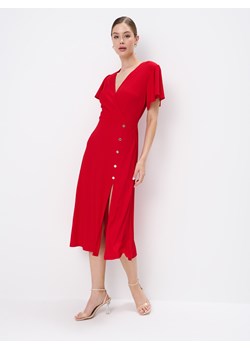 Mohito - Czerwona sukienka midi z kopertowym dekoltem - czerwony ze sklepu Mohito w kategorii Sukienki - zdjęcie 172654478