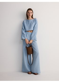 Reserved - Muślinowe spodnie - jasnoniebieski ze sklepu Reserved w kategorii Spodnie damskie - zdjęcie 172654627