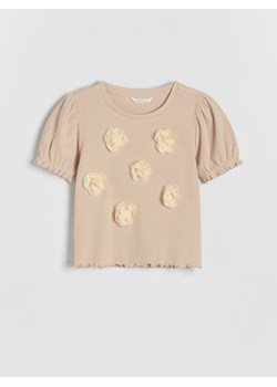 Reserved - T-shirt z aplikacją - jasnoszary ze sklepu Reserved w kategorii Bluzki dziewczęce - zdjęcie 172654808