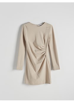 Reserved - Sukienka mini z drapowaniem - beżowy ze sklepu Reserved w kategorii Sukienki - zdjęcie 172655008