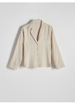 Reserved - Koszula oversize z lnem oraz wiskozą - beżowy ze sklepu Reserved w kategorii Koszule damskie - zdjęcie 172655016