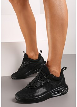 Czarne Sznurowane Buty Sportowe Sneakersy z Podeszwą Typu Air Risanda ze sklepu born2be.pl w kategorii Buty sportowe damskie - zdjęcie 172655186